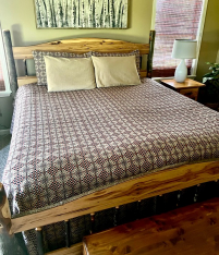 SHADOWBROOK BRICK/NAVY/LINEN TWIN BED COVER 78"X96"
